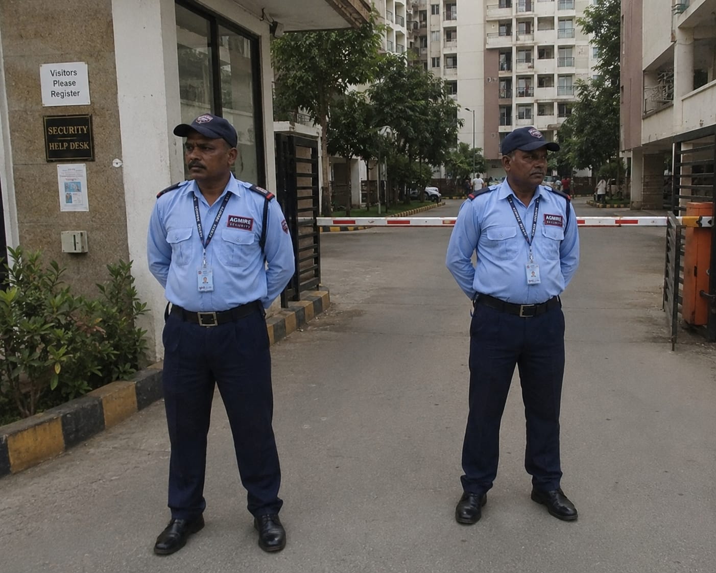 Residential security guards at a gate